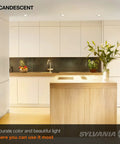 Bright kitchen illuminated with 6 Pack 45W R20 Dimmable Incandescent Flood Light Bulbs, E26 Medium Base For Recessed Lights, Track Lighting, Display And Picture Lighting, 130V Cozy Warm Glow 2850K.