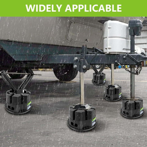6 Inch Trailer Jack Block Set With Bag 4 Pack Heavy Duty Stabilizer Blocks under RV jacks in rain