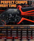 Ratcheting Micro-Fit 3.0 Crimping Tool Kit With 2-10 Pin Dual Row Plug And Receptacle Set shown with comparison chart