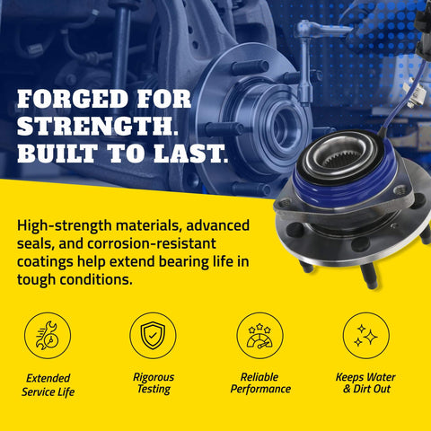 Single Front or Rear Wheel Hub & Bearing Assembly for Chevrolet Impala with Precision Fit Direct Replacement and ABS Grommet