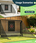 10x7ft Backyard Golf Net With Auto Return And Side Barriers Real Golf Ball Practice Screen Mat Set And Garage Simulator Cage For Safe At Home Driving Range Durable Hitting System Ideal Fathers Gift Black in backyard and garage setup