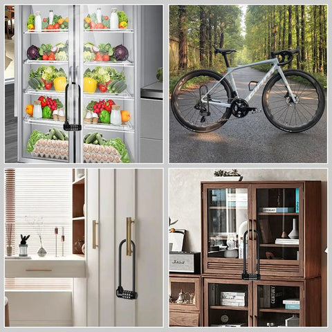 Beefy 4 Digit Padlock Set With 6.3 Inch Long Shackle Waterproof Resettable Code Lock used on fridge, bike, cabinet, and locker