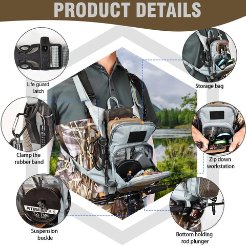 Fly Fishing Chest Pack Waterproof Tackle Backpack With Multiple Compartments Lightweight Ergonomic Pouch in use