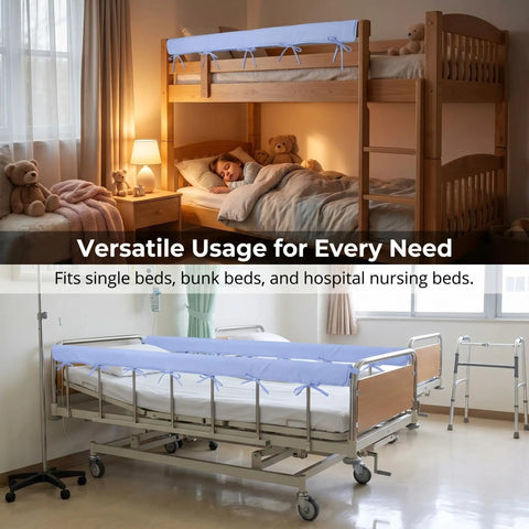 4 Pack Bed Rail Cover Padding For Seniors And Toddlers, Blue, thick high density foam cushion on bunk bed and hospital bed