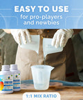 Front view of Craft Resin epoxy resin kit with pumps; two white bottles labeled Epoxy Resin Crystal Clear.