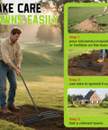 Pro Grade Heavy Duty Lawn Leveling Rake With Adjustable Length 16 To 77 Inches Stainless Steel Ground Soil Spreader in use