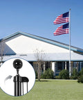 Flagpole Pro Grade Heavy Duty Hardware Repair Kit With 50 Ft Halyard Rope 3 Inch Gold Ball Topper 6 Inch Zinc Alloy Cleat Four Metal Swivel Snap Clips And Aluminum Flagpole Truck For 2 Inch Diameter Poles on outdoor flagpole