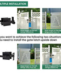 Image showing Heavy Duty Left Inswing Gate Latch With Dual Handles And Self Locking Spring Loaded Mechanism Outdoor Fence Hardware for various installation scenarios.