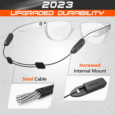 Adjustable Glasses Strap Set 3 Pack Eyewear Lanyard Holders No Tail Design Invisible On Head Or Neck For Men And Women All Day Comfort Go To Secure Eyewear Retainer