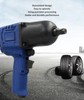 Heavy Duty 1/2 Inch Pneumatic Impact Wrench Packing Badass Torque For Professional Garage Equipment And Shop Hardware Maintenance Durable Air Powered Ratchet Tool For No Nonsense Daily Grind on a gray asphalt background.