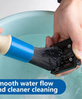 Heavy Duty Parts Washer Brush With 31 Inch Hose in use, showing smooth water flow and effective cleaning against grime.