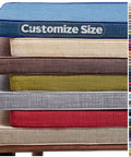 Stack of Custom Size Bench Cushion With Linen Cover And Zipper For Indoor Outdoor Benches Universal Fit Seat Pad in various colors