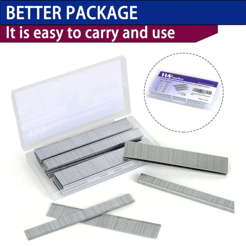 Pro Level 18 Gauge Narrow Crown Staples And Brad Nails Assortment Kit 4200 Pieces in a clear storage case with steel staples.