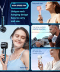 Collage showcasing 2 Pack Portable Handheld Turbo Fan With 7000rpm High Speed Motor USB Rechargeable, people enjoying outdoors.