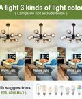 8 Light Chandelier Pendant Lighting Black With Glass Globes Dope Vintage Sputnik Ceiling Light Fixture for various light colors