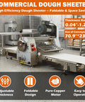 Techtongda Commercial Dough Sheeter Countertop Pizza Pasta Roller with Heavy Duty Conveyor Belt in kitchen setting.