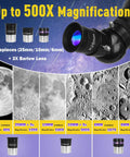 Dope High Powered Refractor Telescope For Adults With 90mm Aperture And 1000mm Focal Length 500x Magnification eyepieces display