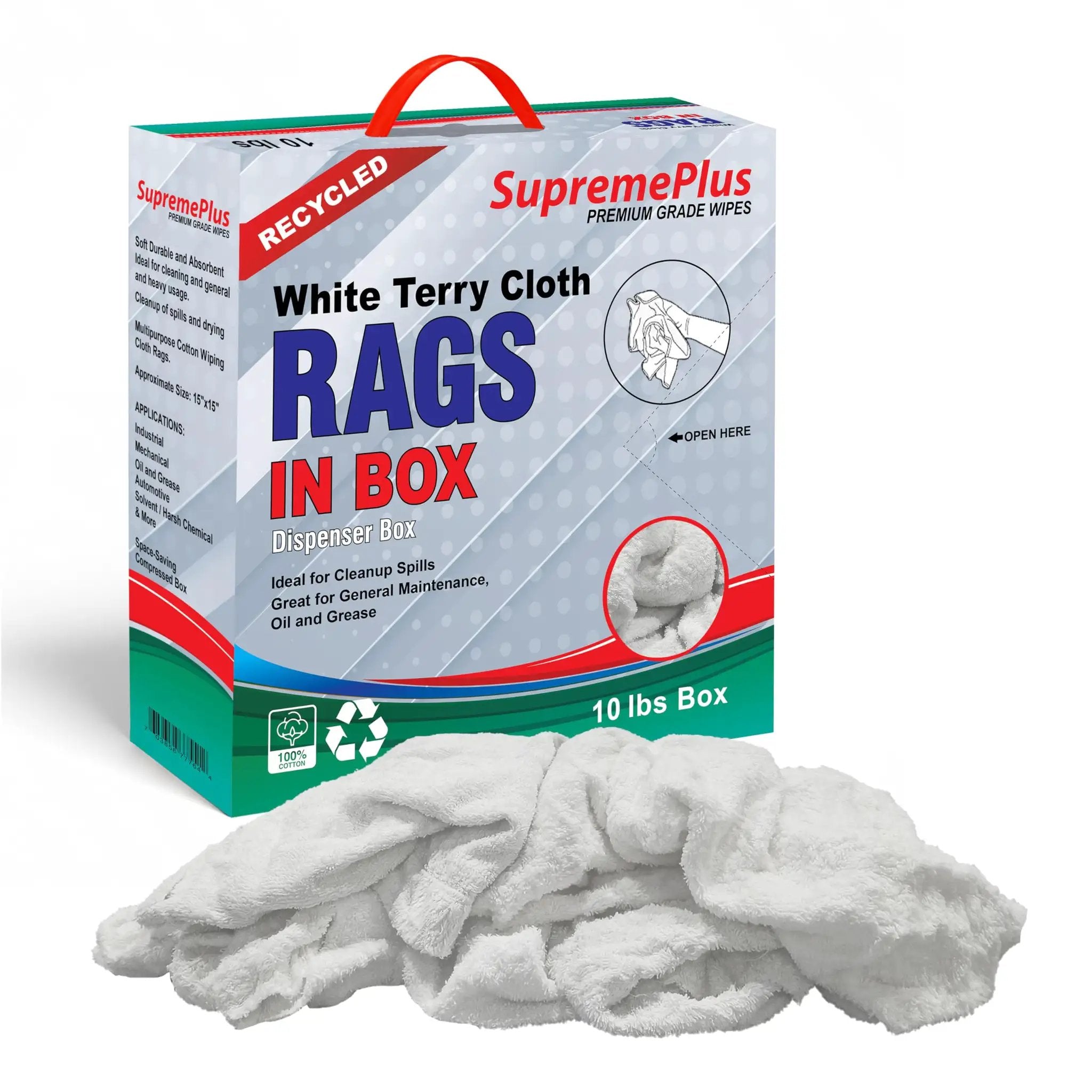 Recycled White Terry Cloth Rags Durable & Absorbent