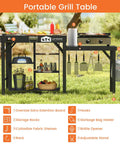 Portable Grill Table For Blackstone Griddle And Ninja Fits Foldable Prep Table With Storage Outdoor Camping Patio Picnic Bbq Stand No Tools Needed Instant Setup Stable Heavy Duty Table For On The Go Cooking