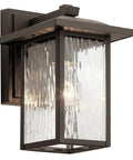Capanna 1-Light Outdoor Wall Light In Olde Bronze With Clear Water Glass, Exterior Sconce for Patio and Porch