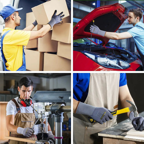 General Purpose Nitrile Coated Work Gloves With Micro Foam Nitrile Grip used in packing, car repair, machining, and woodworking