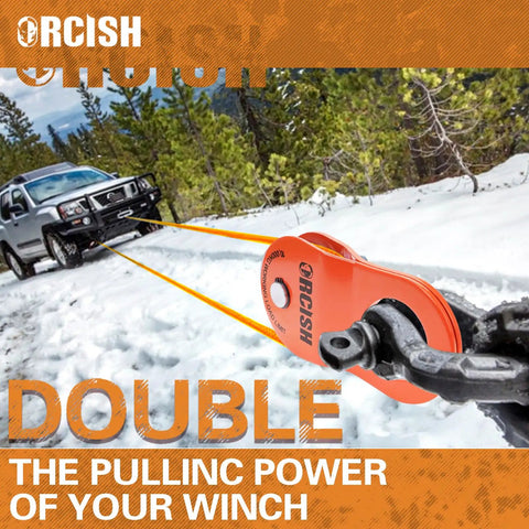 10 Ton Snatch Block and Tackle Pulley System Delivers 22,000 Lbs Capacity for Beefed Up Offroad Recovery in snowy terrain