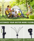 Standing Patio Misting System With Adjustable Height Up To 5.25 Feet, 26.2 Ft Water Line, Portable Outdoor Mister For Cooling Backyards, Patios, Pools And Gardens, Flexible Nozzles On Tripod Base And Adjustable Direction, Easy Setup