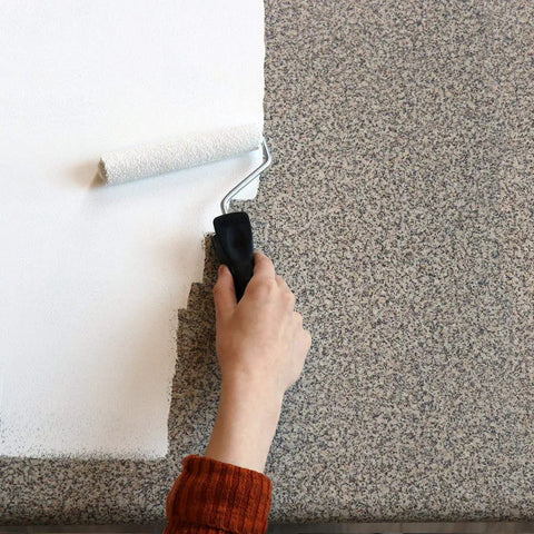 Hand applying White Primer For Marble Countertop Paint Kit Step 1 32 Oz Base Coat For Laminate Formica Corian Cultured Marble
