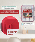 Rhino Rescue 371-piece OSHA all-purpose first aid kit in a red case with FIRST AID label.