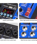 Close-up of SI Series Portable Recording Mixer with USB, Bluetooth, faders, inputs, and monitoring controls in use.