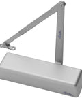Heavy Duty Door Closer With Cast Iron Body And 689 Painted Aluminum Finish Built To Last Full Cover Adjustable For Doors Sizes 1 To 6 ANSI A156.4 Grade 1 UL And cUL Listed ADA Compliant Ideal For Commercial Use.