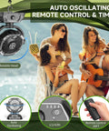 Rechargeable 9 Inch Misting Fan With Auto Swivel For Outdoor Chill, 25000mAh USB Battery Power Bank featured on patio