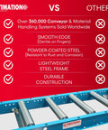 Ultimation Light Duty Gravity Conveyor With 1.5 Inch Galvanized Rollers, 12 Inch Wide, 5 Foot Long Steel Frame On 6 Inch Centers.