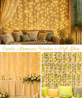 304 LED Curtain Lights Outdoor 9.8Ft By 9.8Ft With 8 Modes Plug In Connectable Fairy String Lights for balcony and wedding decor