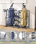 Golf Bag Storage Organizer For Home And Garage That Keeps Your Gear Snug In One Spot, Holds 2 Standard Golf Bags, Side Club Rack