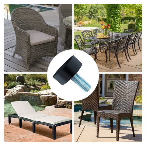 Outdoor furniture with Eight Pack M8 Adjustable Rubber Furniture Levelers Screw-In Threaded Leg Feet Heavy-Duty Floor Protectors