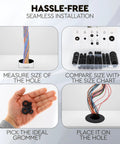 Steps using 125 Piece Rubber Grommet Kit With 18 Sizes For Wiring and Automotive Firewall Grommets