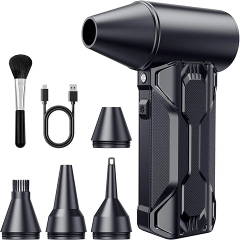 Powerful High Speed 110000 RPM Electric Air Duster With Brushless Motor, accessories for PC, car, and home cleaning.