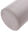 Inline filter element, beige fabric-covered cylinder with stitched end cap (close-up)