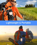 Hikers with backpacks featuring 116 LED Rechargeable Camping Lantern With 360 Degree Bright Light For Camping And Hiking Lit Tent Light
