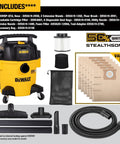 Stealthsonic 5 Gal Wet Dry Shop Vacuum 4 HP Ultra Quiet Cleaner with full accessory kit including hose and dust bags