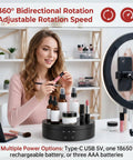 Top Notch Motorized Rotating Display Stand With 360 Degree Electric Photography Turntable showcasing beauty products for streaming.