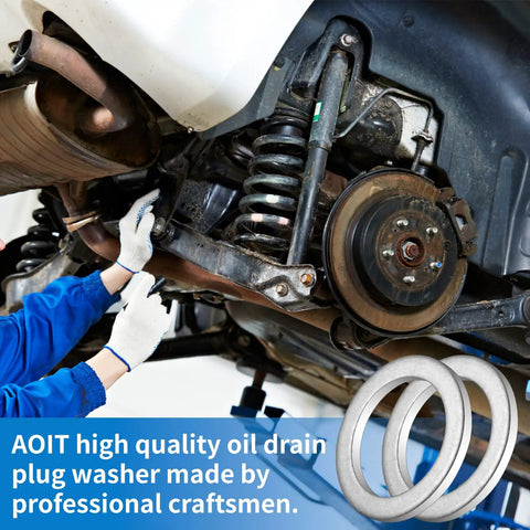 Mechanic installing Honda Transmission Fluid Drain Plug Crush Washer Replacement Gasket Pack Of 10 for Accord Civic CRV