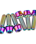 Rainbow Titanium Alloy M5x16mm 18mm Tapered Head Allen Hex Bolt With Washer For Mountain And Road Bike Stem Parts Pack Of 6