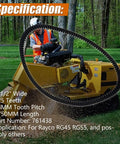 Stump Grinder Belt HTD14M 1-1/2 Inch Wide 125 Teeth 14mm Pitch Compatible With RG45 RG55 Drive System shown cutting wood
