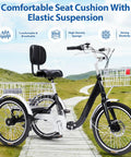 Oversized Bike Seat With Backrest For All Day Comfort And Easy Adjustable Height Saddle For Men And Women Wide Replacement For Tricycle Commuter City Electric Bike Mountain Road And Indoor Exercise Bikes black memory foam seat on trike