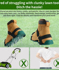 Lawn Aerator Shoes with Durable Spikes and Adjustable Straps, heavy-duty ABS construction, easy garden and yard tool, grass aeration