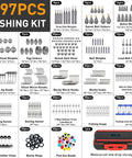 All In One Fishing Gear Kit With Backpack And Tackle Box Includes Lures Hooks Sinkers Pliers Lip Gripper Bait And Accessories A Dope Gift For Men Who Love To Fish And Head Out On The Water featuring 457pcs tackle set components displayed neatly