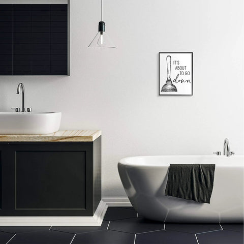 Top Tier Dope Comic Toilet Plunger Wall Art 11X14 Inch Framed Giclee Print Radical Funny Guest Bathroom Decor in modern bathroom.