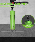 Front view of green dry-core diamond drill with universal adapter and 5/8-11 inner thread for concrete drilling.